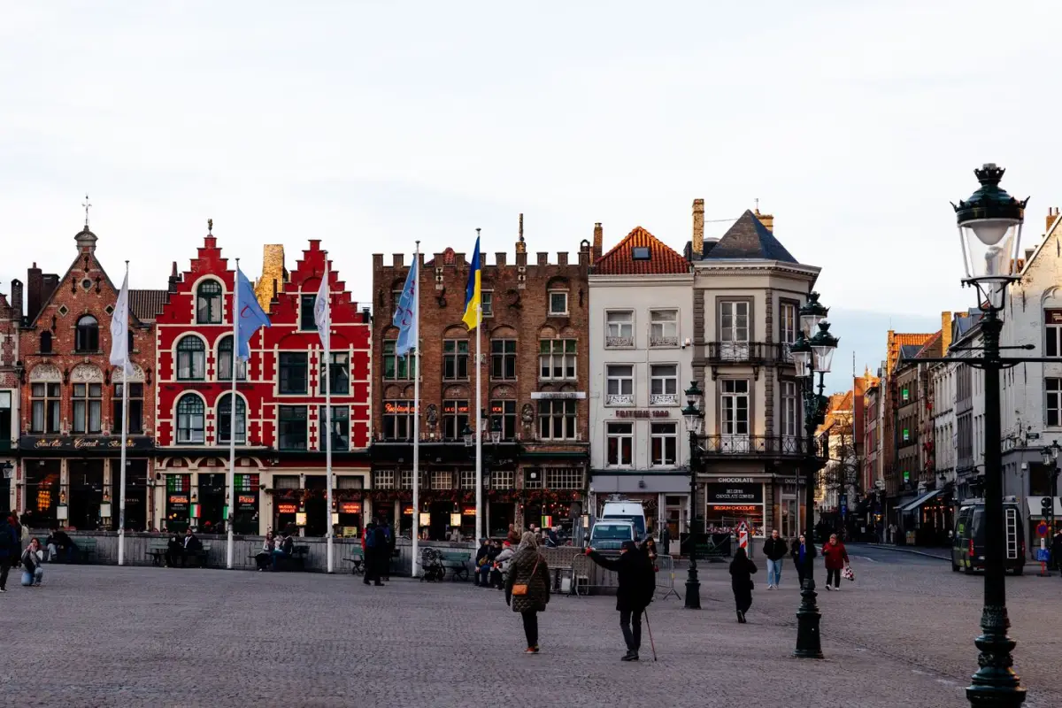 Colourful gabled houses on the Market Square in Bruges